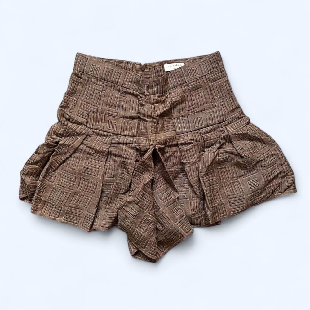 Sandro Paris brown geometric Jacquard pleated skort 🤎 • size: 40 (US 8 / M)